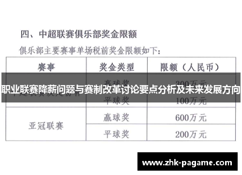 职业联赛降薪问题与赛制改革讨论要点分析及未来发展方向